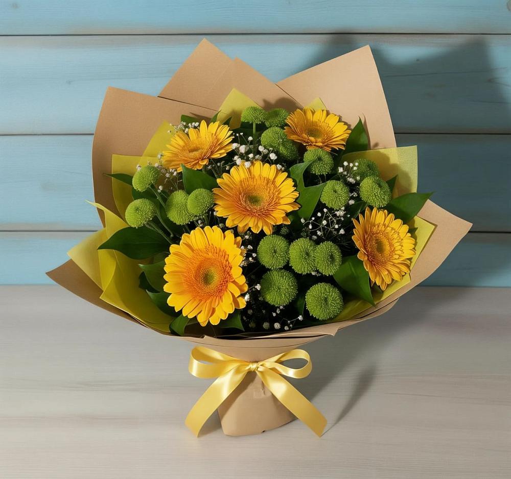 Букет цветов из: Герберы и Хризантемы в Рудничный Кировской области
