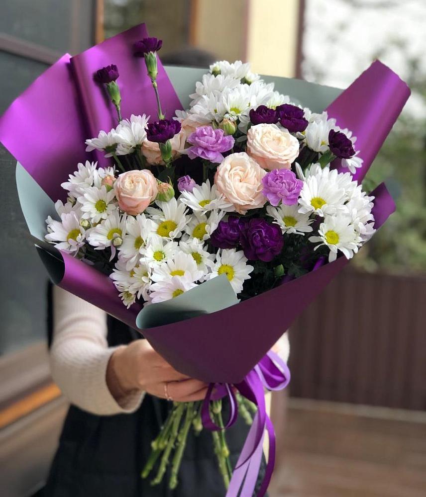 Букет цветов из: Хризантемы, Гвоздики и Розы в Рудничный Кировской области