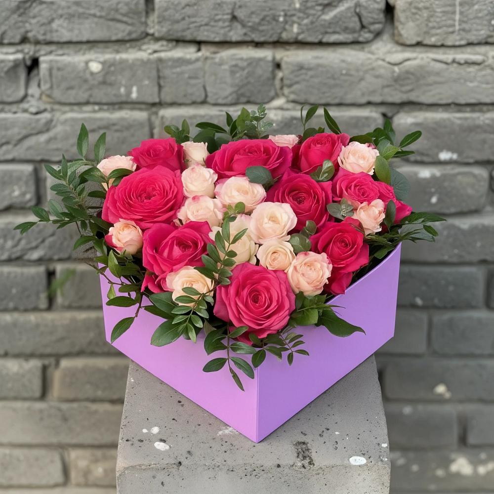 Цветочная композиция из Розы в коробке в Рудничный Кировской области