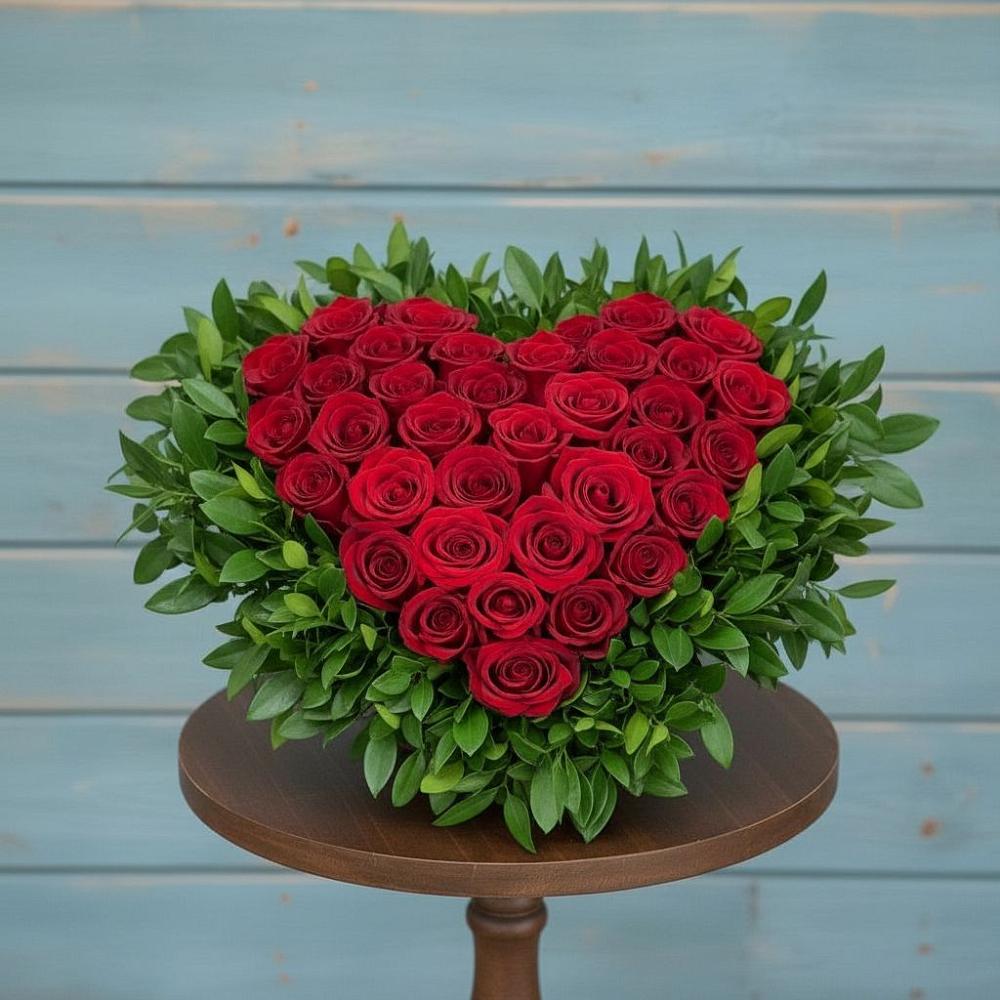 Цветочная композиция из Розы в виде сердца в Рудничный Кировской области