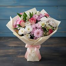 Букет цветов из:  Хризантемы, Альстромерии и Розы в Рудничный Кировской области