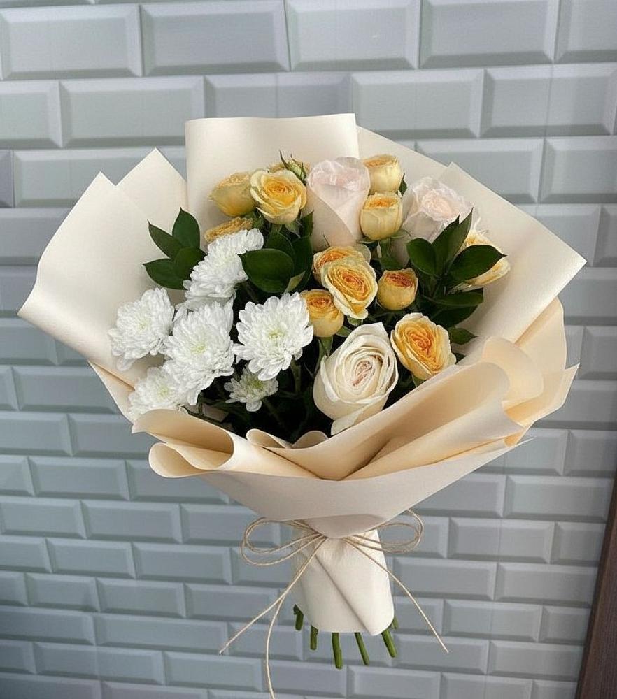 Букет цветов из: Розы и Хризантемы в Рудничный Кировской области