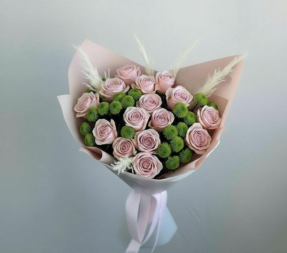 Букет цветов из: Розы и Хризантемы в Рудничный Кировской области