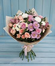 Букет цветов из:  Хризантемы, Розы и Альстромерии в Рудничный Кировской области