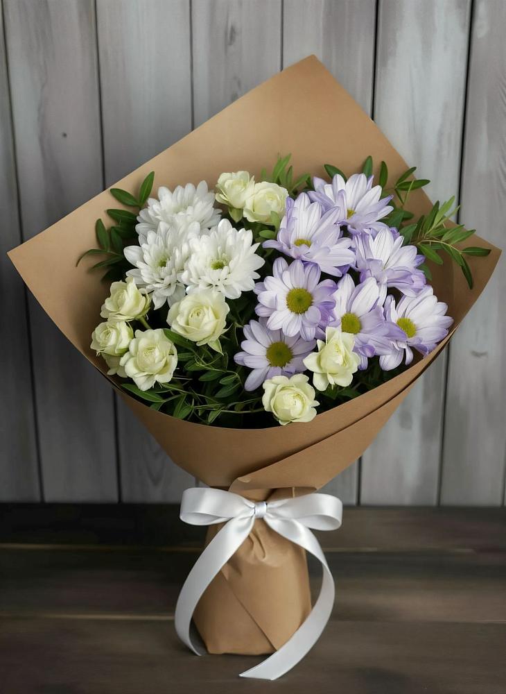 Букет цветов из: Хризантемы и Розы в Рудничный Кировской области